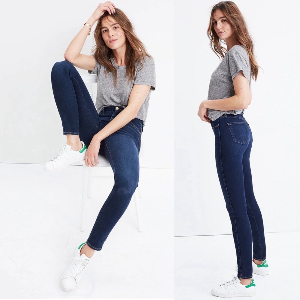 Madewell 10" High Rise Skinny Jeans Hayes Wash Dark Blue 2021 Style F4684 Denim